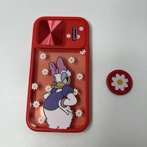 iPhone 14 Pro Case 6.1 Inch - with Ring Stand & Camera Cover Daisy Duck Flowers
